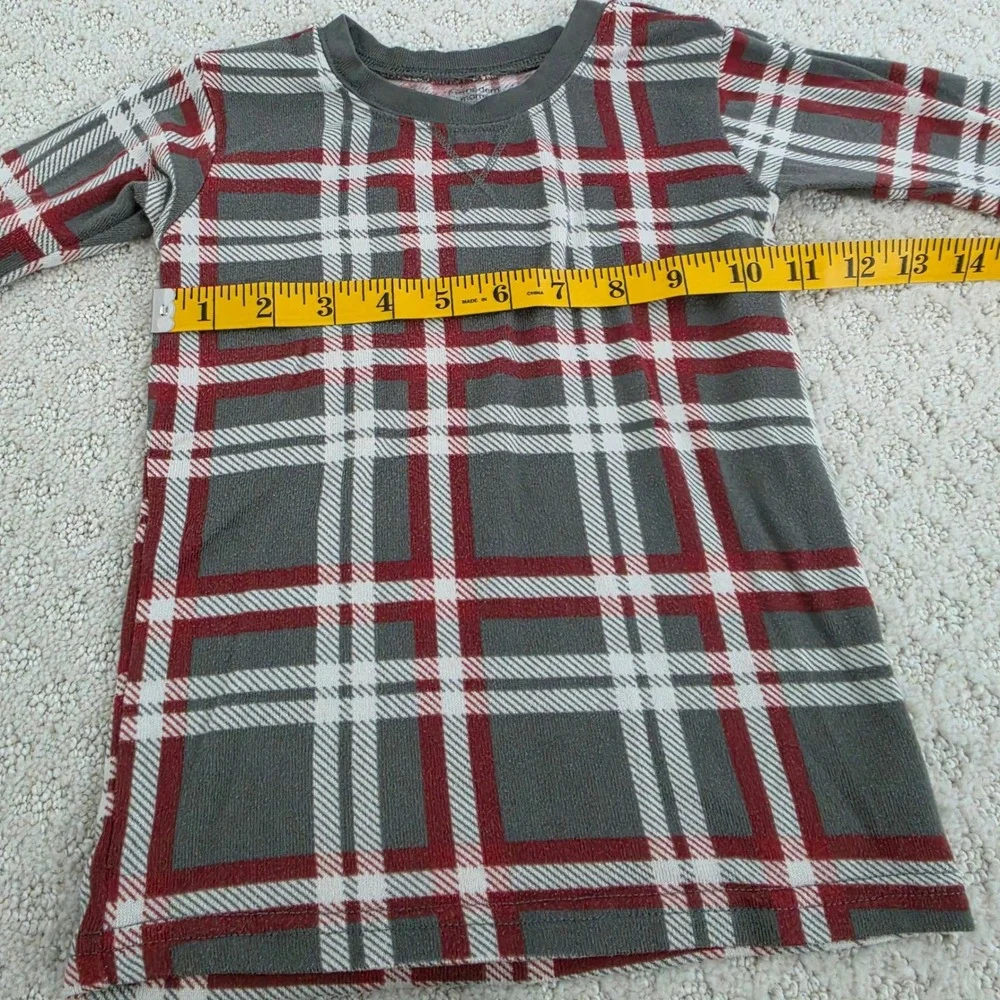 Kids Grey Red Plaid Holiday Christmas Pajama Set Size 6 2pc